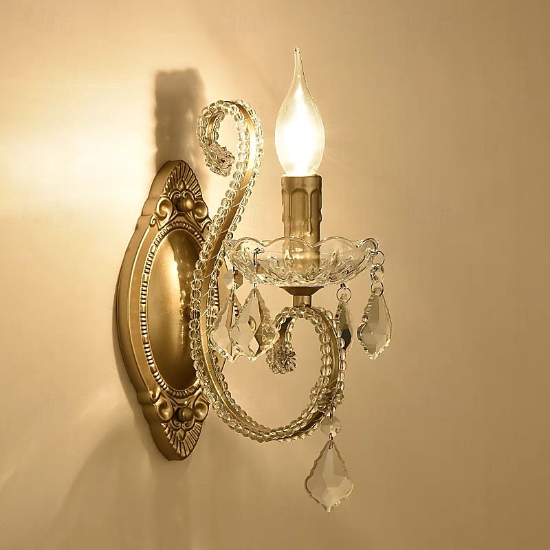 Retro Country Candle Wall Sconce Metal Crystal Wall Light Fixtures Indoor Candle Wall Light 110-240V 2025 - CAD $129.99 –P5