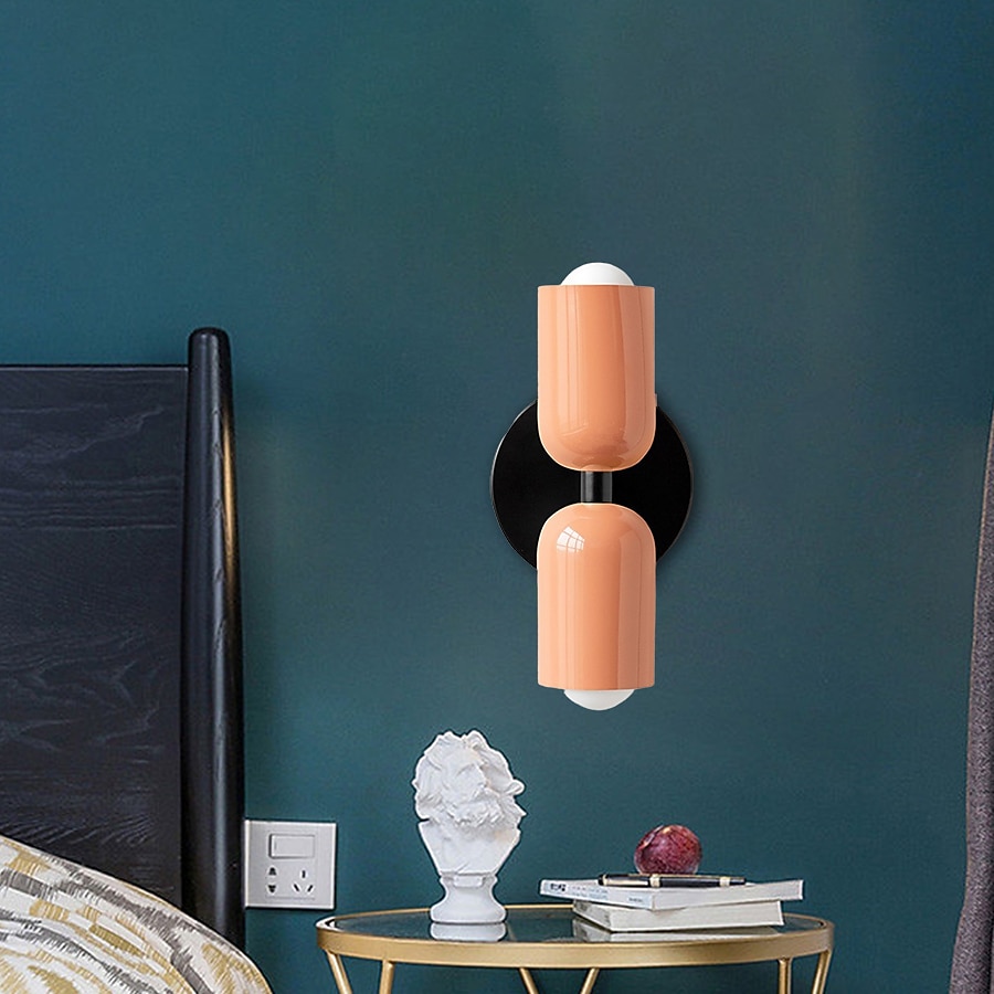 Modern Contemporary Design with Optional Hanging Versatile Wall Lighting in Haki and Salmon Double Light Dual-Directional Wall Sconce 110-240V 2025 - CAD $64.99 –P4