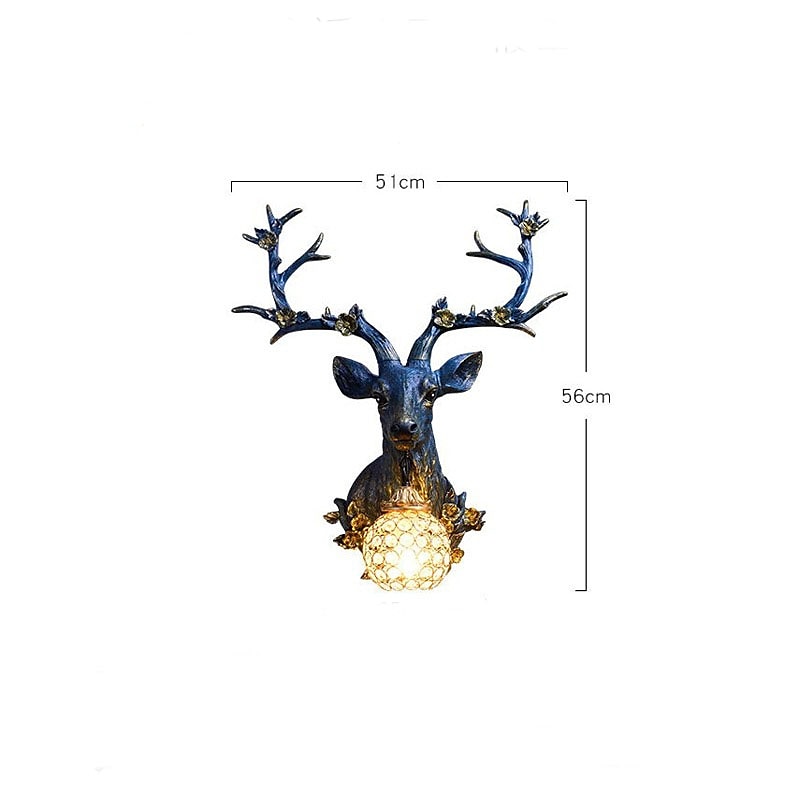 Lucky Deer Head Wall Lamp Creative Resin Antler lamp Wall Wall Mount Light with Crystal lampshade Decoration Fixture for Living Room in White 2025 - CAD $549.99 –P1