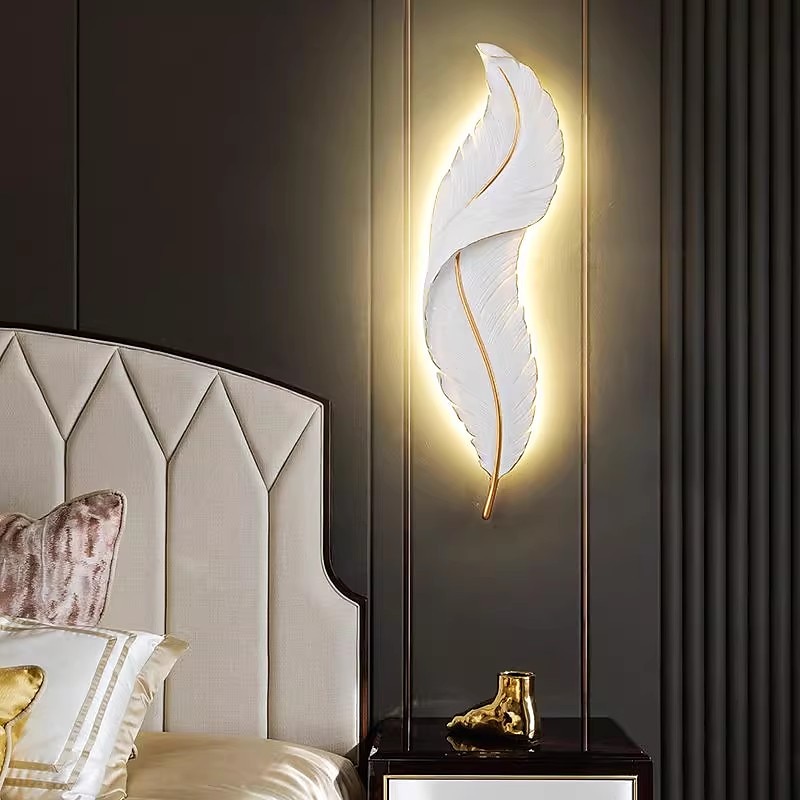 LED Wall Light Modern Dimmable Wall Light White Elegant Feather Design 3000k-6000k LED Wall Light for Bedroom Living Room Hallway 2025 - CAD $171.99 –P3