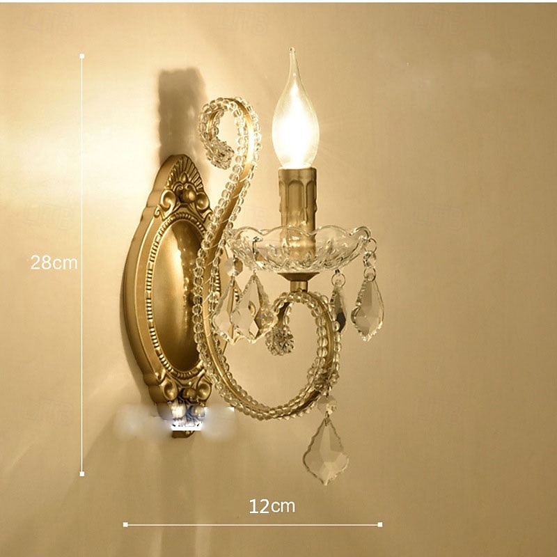 Retro Country Candle Wall Sconce Metal Crystal Wall Light Fixtures Indoor Candle Wall Light 110-240V 2025 - CAD $129.99 –P2