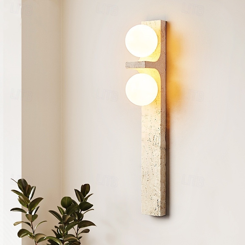 Long Strip Wall Sconces Indoor Japanese-Style Retro Wall Light with Milk White Glass Lamp Shade Yellow Travertine Art Wall Sconce for Bedroom Hallway Decor Wall Lighting Fixtures 110-240V 5W 2025 - CAD $216.99 –P5