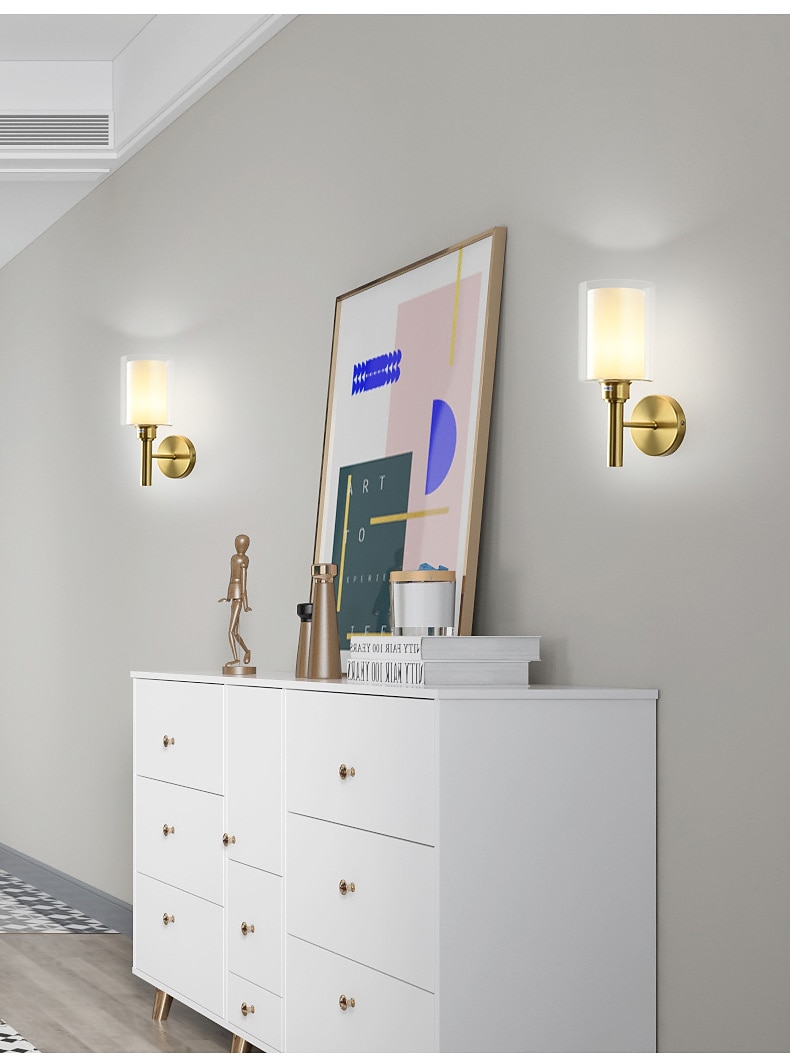 Modern Flush Mount Wall Lights LED Living Room Bedroom Copper Wall Light 220-240V 2025 - CAD $169.99 –P6