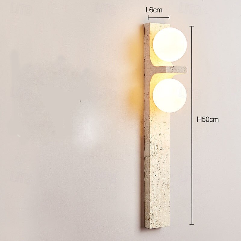 Long Strip Wall Sconces Indoor Japanese-Style Retro Wall Light with Milk White Glass Lamp Shade Yellow Travertine Art Wall Sconce for Bedroom Hallway Decor Wall Lighting Fixtures 110-240V 5W 2025 - CAD $216.99 –P1