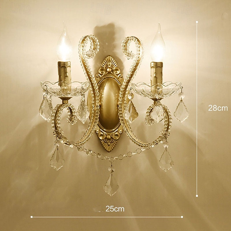 Retro Country Candle Wall Sconce Metal Crystal Wall Light Fixtures Indoor Candle Wall Light 110-240V 2025 - CAD $129.99 –P1
