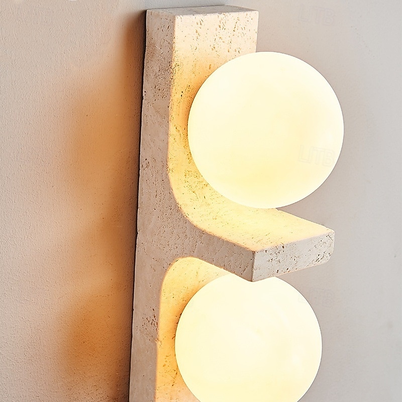 Long Strip Wall Sconces Indoor Japanese-Style Retro Wall Light with Milk White Glass Lamp Shade Yellow Travertine Art Wall Sconce for Bedroom Hallway Decor Wall Lighting Fixtures 110-240V 5W 2025 - CAD $216.99 –P2