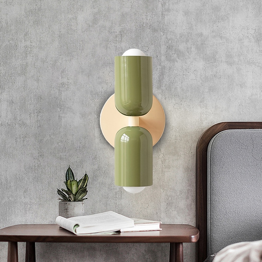 Modern Contemporary Design with Optional Hanging Versatile Wall Lighting in Haki and Salmon Double Light Dual-Directional Wall Sconce 110-240V 2025 - CAD $64.99 –P13