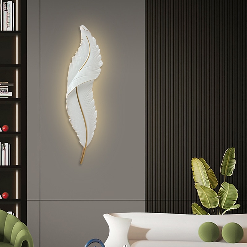 LED Wall Light Modern Dimmable Wall Light White Elegant Feather Design 3000k-6000k LED Wall Light for Bedroom Living Room Hallway 2025 - CAD $171.99 –P2