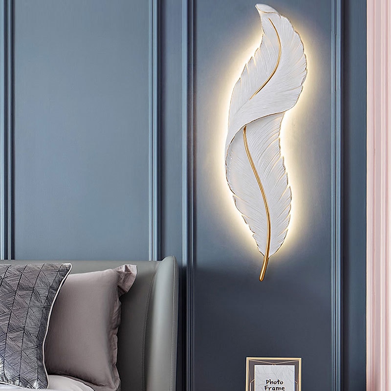 LED Wall Light Modern Dimmable Wall Light White Elegant Feather Design 3000k-6000k LED Wall Light for Bedroom Living Room Hallway 2025 - CAD $171.99 –P1