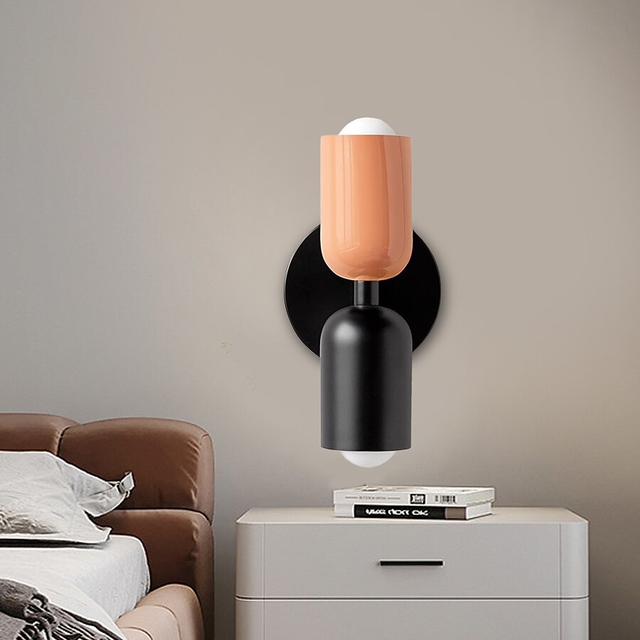 Modern Contemporary Design with Optional Hanging Versatile Wall Lighting in Haki and Salmon Double Light Dual-Directional Wall Sconce 110-240V 2025 - CAD $64.99 –P10