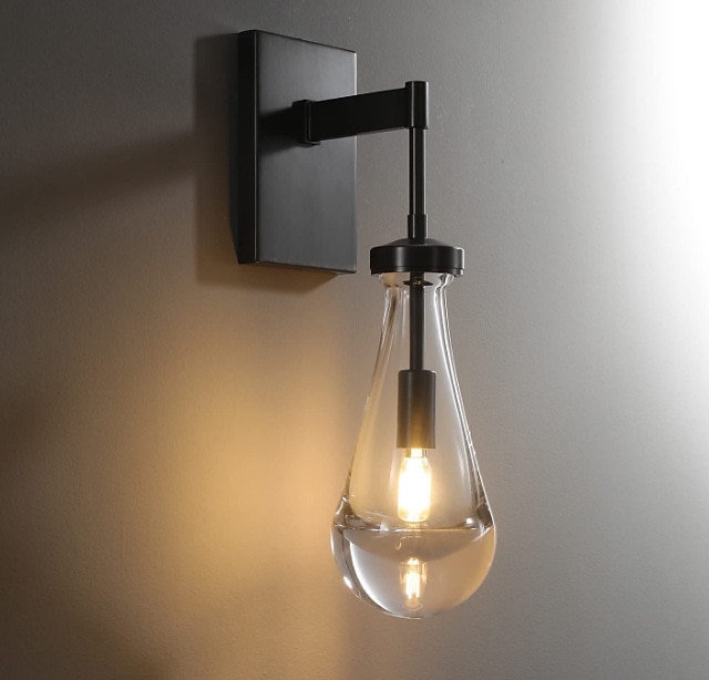 Gold Black Wall Sconces Bedside Light with Clear Solid Glass Raindrop for Indoor Wall Lights Living Room Kitchen Hallway 2025 - CAD $210.99 –P6