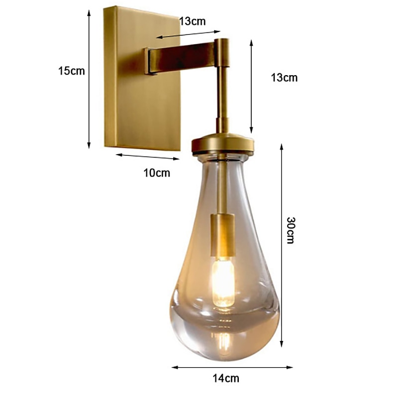 Gold Black Wall Sconces Bedside Light with Clear Solid Glass Raindrop for Indoor Wall Lights Living Room Kitchen Hallway 2025 - CAD $210.99 –P1