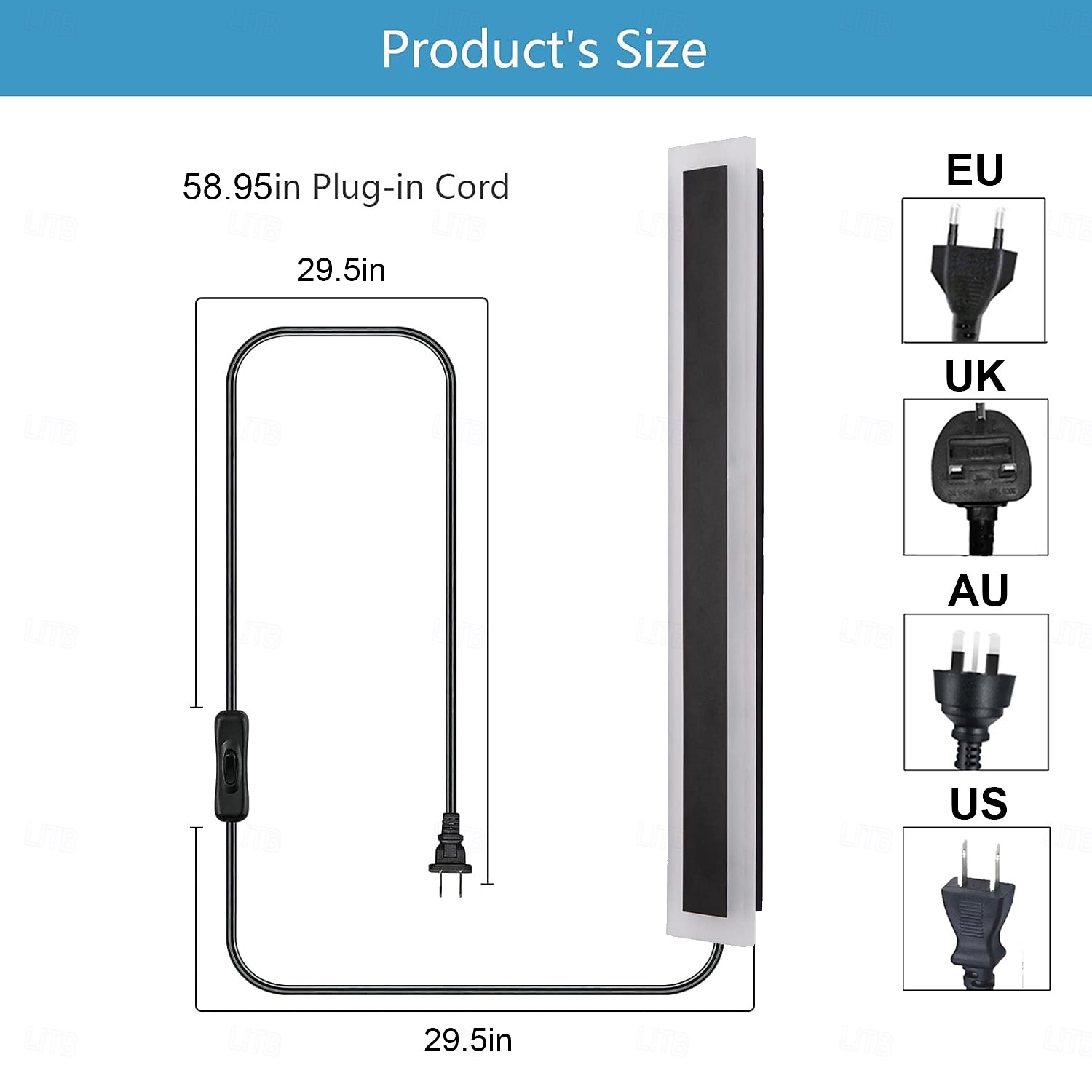 Modern Plug Wall Lamp 11.8-47in Frosted Black LED Acrylic Outdoor Wall Lamp 59 Inch Plug Cable with Opening Acrylic Indoor Wall Lamp Suitable for Bedroom Living Room Bathroom Makeup Corridor 2025 - CAD $40.99 –P2
