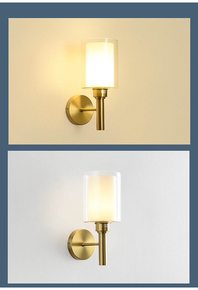 Modern Flush Mount Wall Lights LED Living Room Bedroom Copper Wall Light 220-240V 2025 - CAD $169.99 –P7