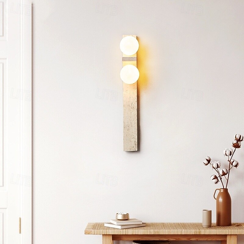 Long Strip Wall Sconces Indoor Japanese-Style Retro Wall Light with Milk White Glass Lamp Shade Yellow Travertine Art Wall Sconce for Bedroom Hallway Decor Wall Lighting Fixtures 110-240V 5W 2025 - CAD $216.99 –P3