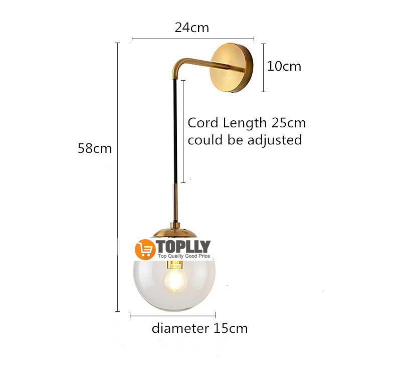58cm LED Wall Lamps Creative Nordic Style  Wall Sconces Spherical Design Vintage Bedroom  Living room Hallway Staircase Glass Wall Light IP54 : 110-120V 220-240V 2025 - CAD $87.99 –P1