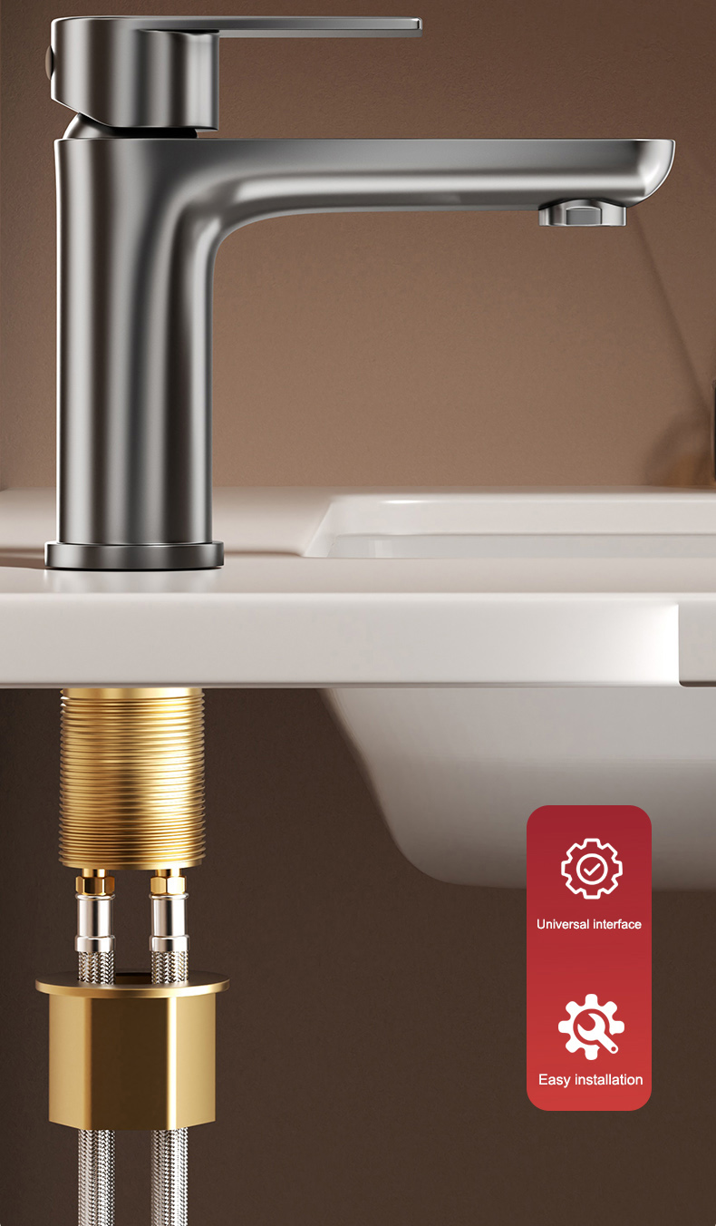 This bathroom faucet is crafted from premium 304 stainless steel
