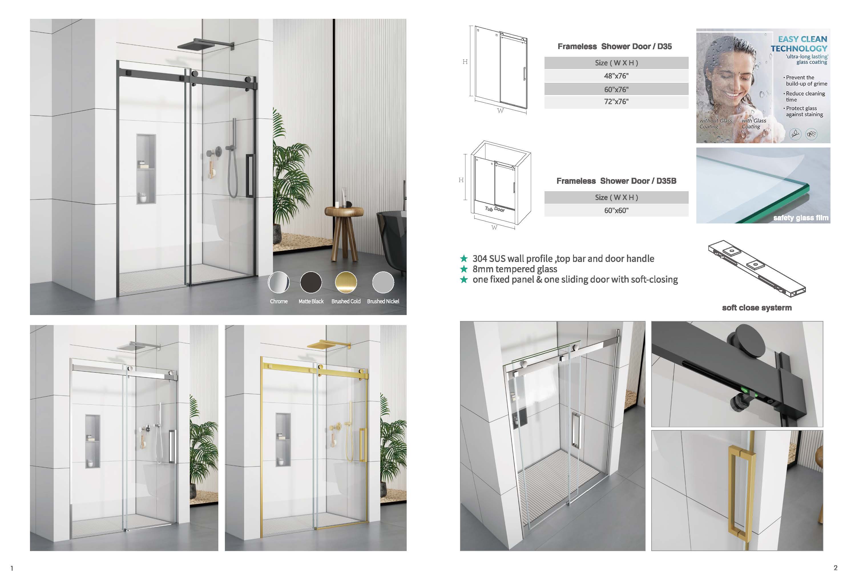 More shower door style available for your choice