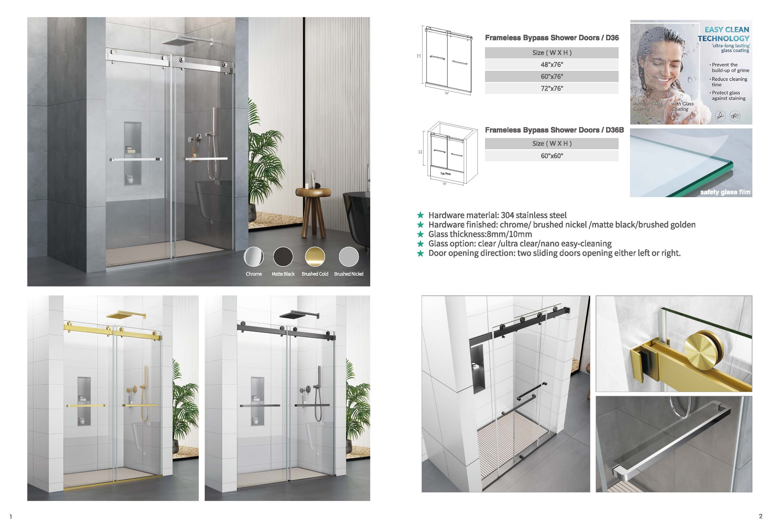 More shower door style available for your choice