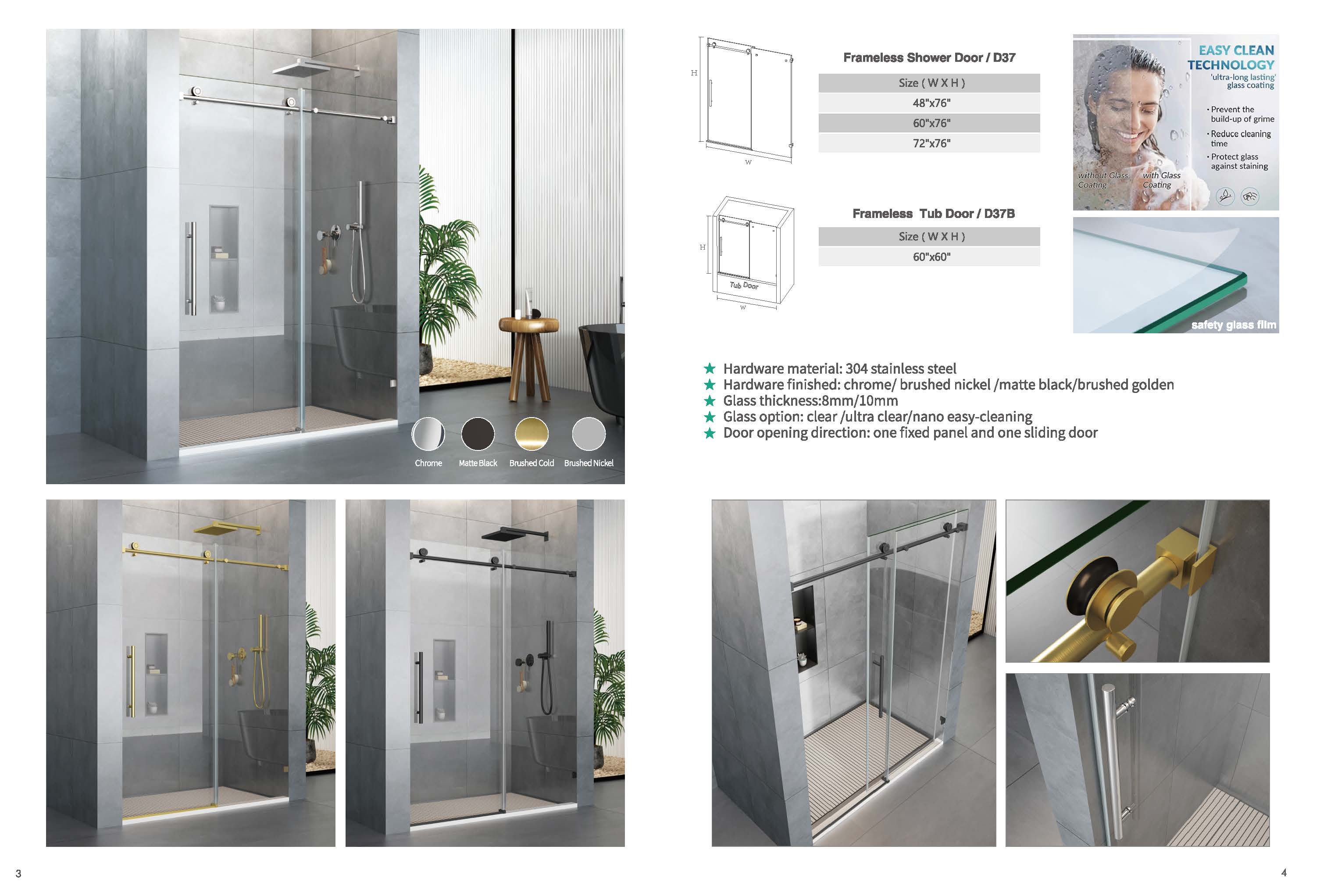 More shower door style available for your choice