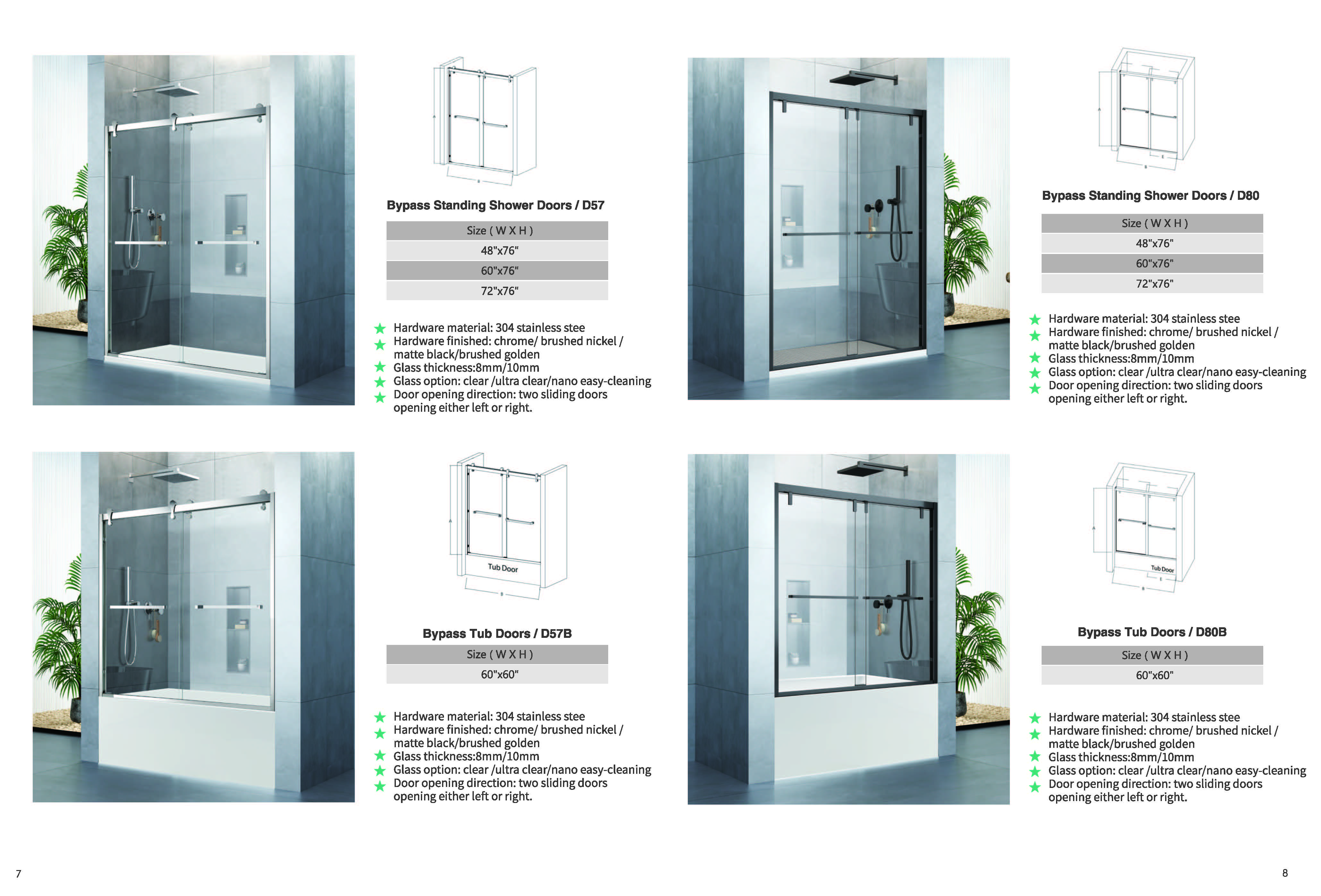 More shower door style available for your choice