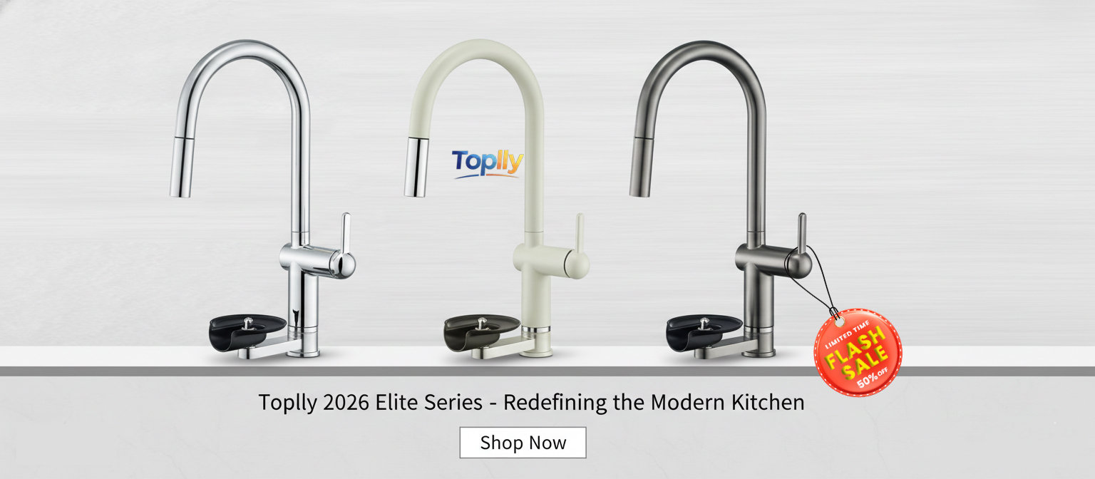 Modern sink faucet, High-pressure bottle washer, Matte white kitchen tap, Brushed grey faucet, Luxury kitchen hardware, Toplly kitchen collection